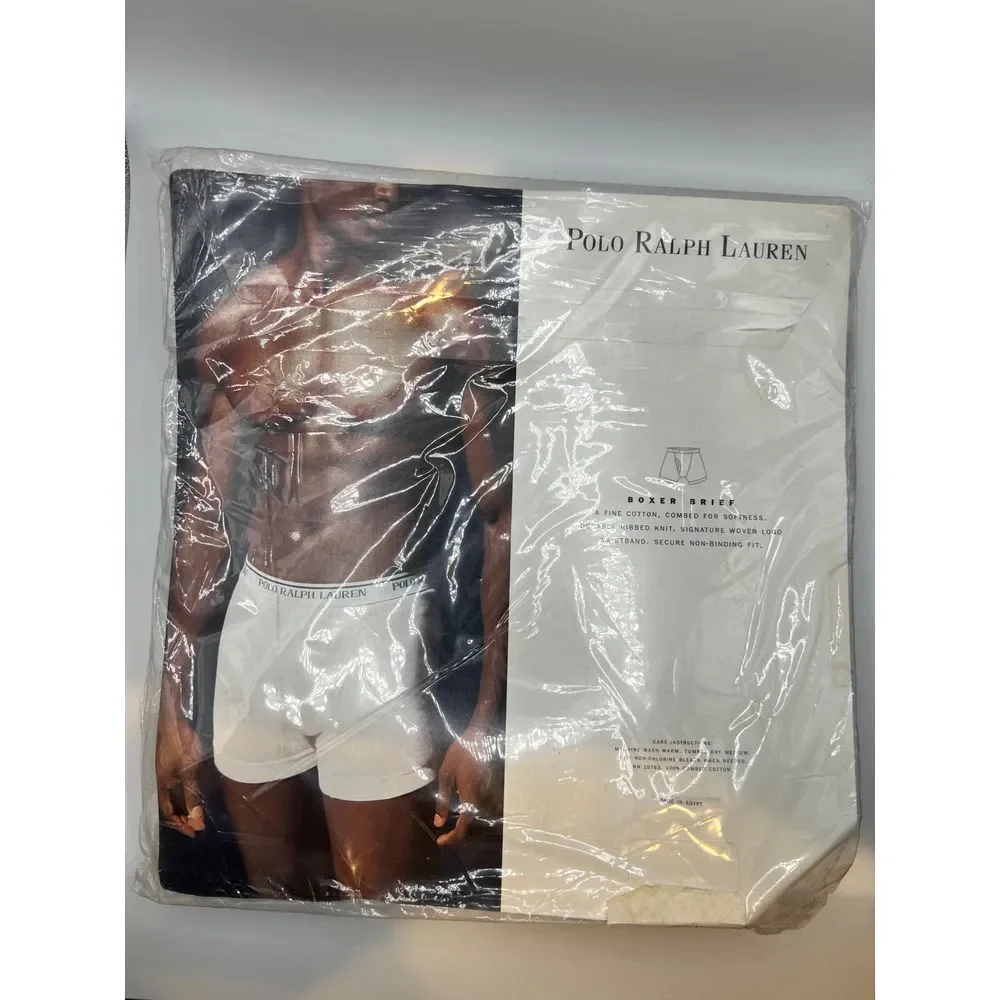 Vintage 1990s Polo Ralph‎ Lauren Men's Boxer Brief Dark Blue Size XL 40-42 NOS